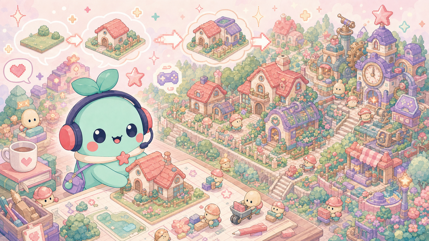 【黒い砂漠モバイル】は今から始めても面白い？無課金でも遊べる？感想＆レビュー！ 領地（自分の拠点）を発展させて建物や労働者を配置している街づくり画面