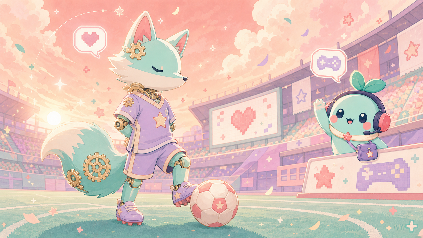 【キャプテン翼 たたかえドリームチーム】は本当に面白い？感想＆レビュー！ スタジアムのピッチに立つ主人公・大空翼が、夕陽を背にボールを見据えている起動画面の一枚