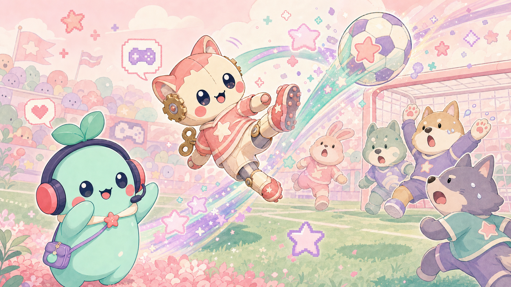 【キャプテン翼 たたかえドリームチーム】は本当に面白い？感想＆レビュー！ ゴール前で翼がオーバーヘッド気味に足を振り抜き、必殺シュートのエフェクトが青白く弾ける決定的瞬間