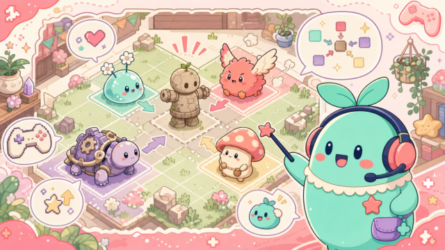 【ドラクエタクト】は今から始めても面白い？2026年の感想＆レビュー！のアイキャッチ。まめちゃんがゲームの世界を案内するイメージ