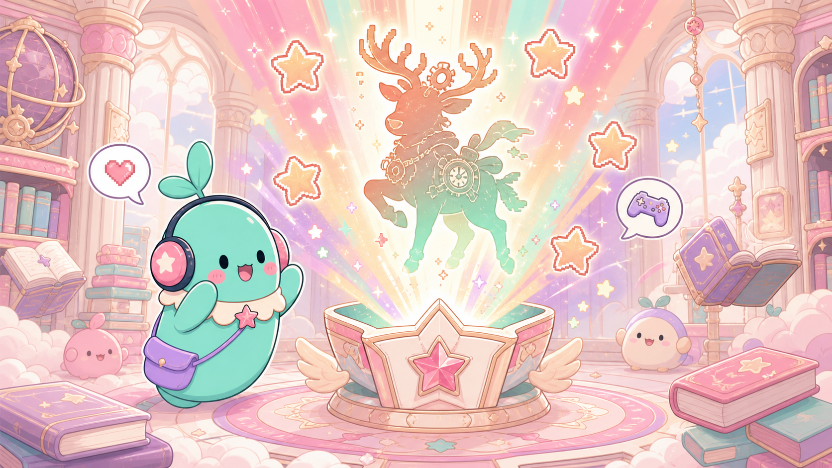 【エピックセブン】は今から始めても面白い？感想＆レビュー！ 召喚演出で虹色の光が弾け、★5キャラクターのシルエットが浮かび上がる当たりの瞬間