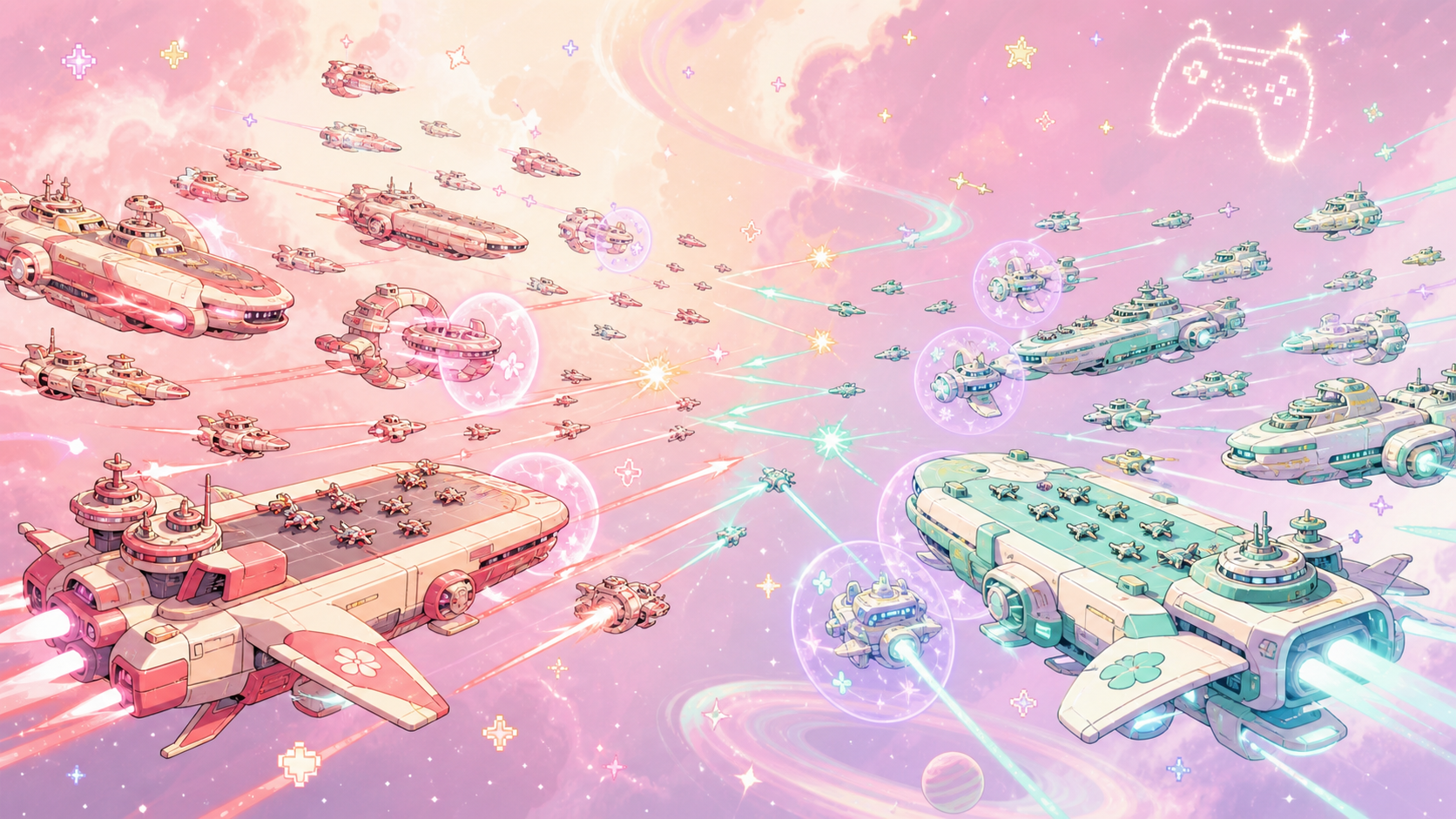 【インフィニットラグランジュ】は本当に面白い？宇宙艦隊ストラテジーを正直レビュー！ 数十隻の巡洋艦と空母が二手に分かれ、無数のレーザーとミサイルの光跡が交差する大規模会戦の瞬間